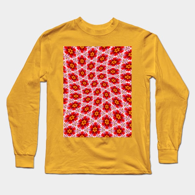 Red Floral Pattern Long Sleeve T-Shirt by PatternFlower